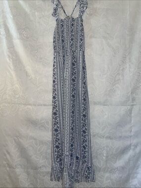True Craft Light Blue and White Floral Maxi Dress